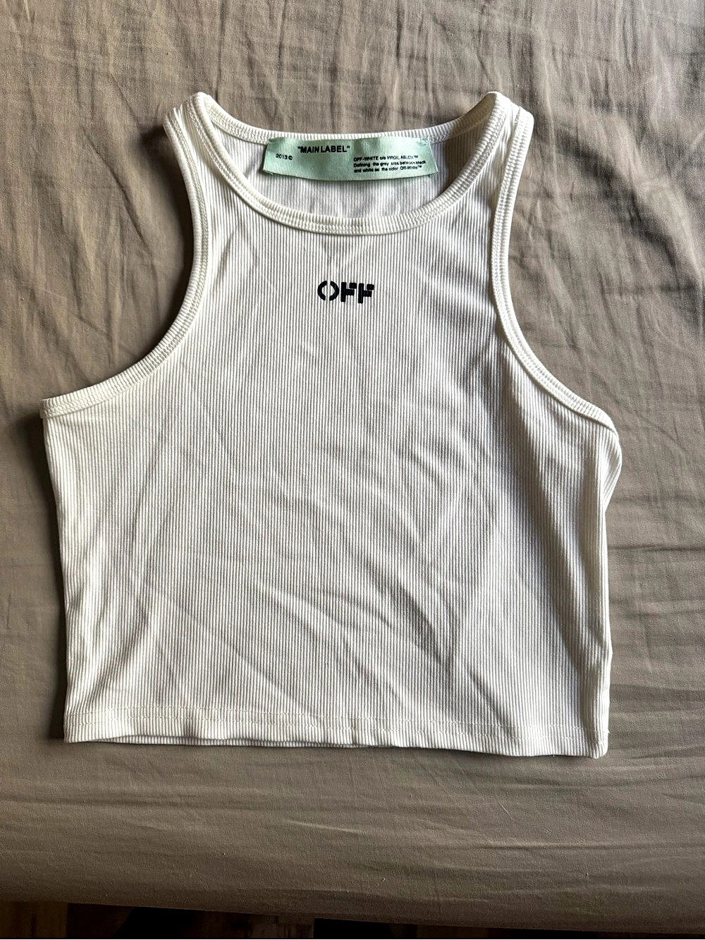 Off-White Main Label Ribbed Crop Tank Ribbed Crop Tank in White Like New